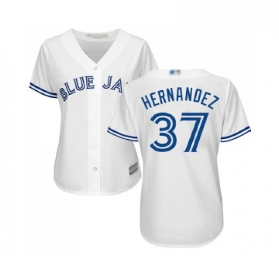 Womens Toronto Blue Jays 37 Teoscar Hernandez Replica White Home Baseball Jersey Womens Toronto Blue Jays 37 Teoscar Hernandez Replica White Home Baseball Jersey