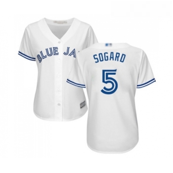 Womens Toronto Blue Jays 5 Eric Sogard Replica White Home Baseball Jersey Womens Toronto Blue Jays 5 Eric Sogard Replica White Home Baseball Jersey
