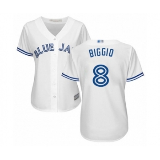 Women's Toronto Blue Jays #8 Cavan Biggio Authentic White Home Baseball Player Jersey Women's Toronto Blue Jays #8 Cavan Biggio Authentic White Home Baseball Player Jersey