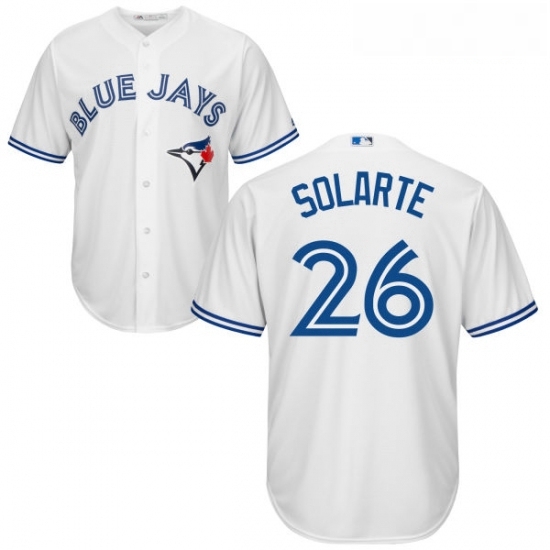 Youth Majestic Toronto Blue Jays 26 Yangervis Solarte Replica White Home MLB Jersey Youth Majestic Toronto Blue Jays 26 Yangervis Solarte Replica White Home MLB Jersey