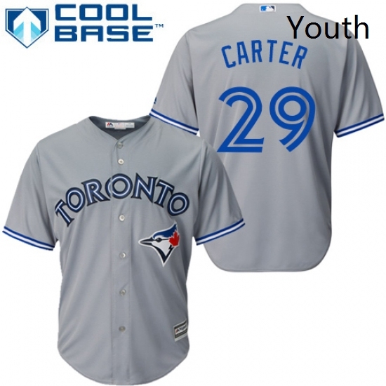 Youth Majestic Toronto Blue Jays 29 Joe Carter Replica Grey Road MLB Jersey Youth Majestic Toronto Blue Jays 29 Joe Carter Replica Grey Road MLB Jersey