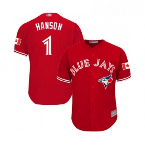 Youth Toronto Blue Jays 1 Alen Hanson Replica Scarlet Alternate Baseball Jersey Youth Toronto Blue Jays 1 Alen Hanson Replica Scarlet Alternate Baseball Jersey