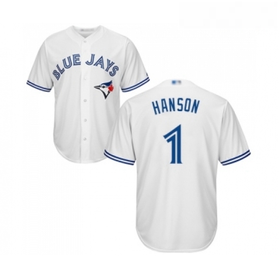 Youth Toronto Blue Jays 1 Alen Hanson Replica White Home Baseball Jersey Youth Toronto Blue Jays 1 Alen Hanson Replica White Home Baseball Jersey
