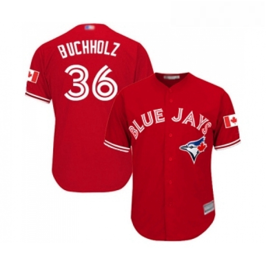 Youth Toronto Blue Jays 36 Clay Buchholz Replica Scarlet Alternate Baseball Jersey Youth Toronto Blue Jays 36 Clay Buchholz Replica Scarlet Alternate Baseball Jersey