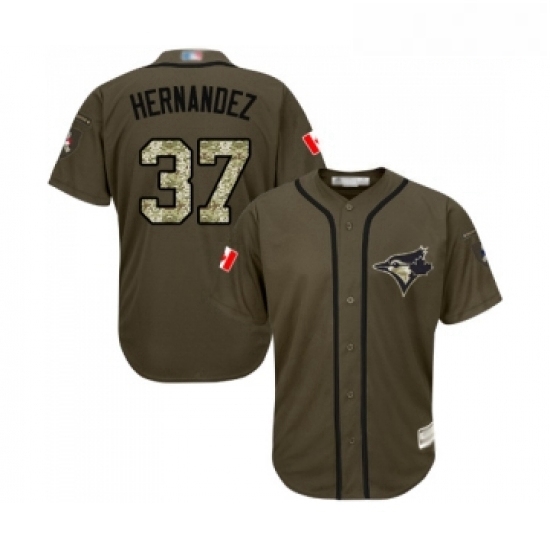 Youth Toronto Blue Jays 37 Teoscar Hernandez Authentic Green Salute to Service Baseball Jersey Youth Toronto Blue Jays 37 Teoscar Hernandez Authentic Green Salute to Service Baseball Jersey