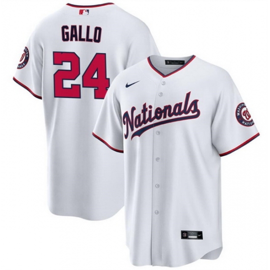 Men Washington Nationals 24 Joey Gallo White Cool Base Stitched Baseball Jersey Men Washington Nationals 24 Joey Gallo White Cool Base Stitched Baseball Jersey