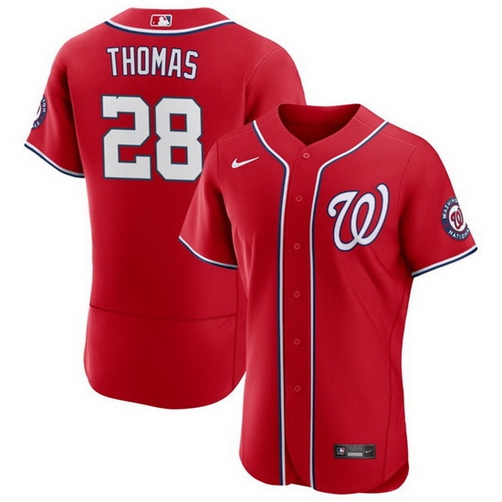 Men Washington Nationals 28 Lane Thomas Red Flex Base Stitched MLB Jersey Men Washington Nationals 28 Lane Thomas Red Flex Base Stitched MLB Jersey