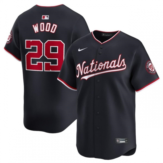 Men Washington Nationals 29 James Wood Navy 2024 Alternate Limited Stitched Baseball Jersey Men Washington Nationals 29 James Wood Navy 2024 Alternate Limited Stitched Baseball Jersey