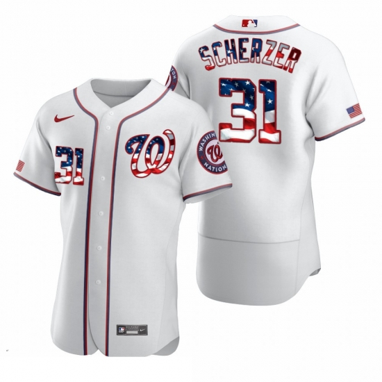 Men Washington Nationals 31 Max Scherzer Men Nike White Fluttering USA Flag Limited Edition Flex Base MLB Jersey Men Washington Nationals 31 Max Scherzer Men Nike White Fluttering USA Flag Limited Edition Flex Base MLB Jersey