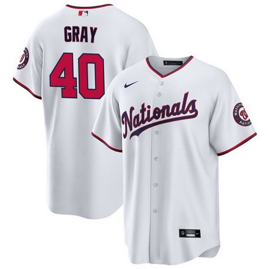 Men Washington Nationals 40 Josiah Gray White Cool Base Stitched Baseball Jersey Men Washington Nationals 40 Josiah Gray White Cool Base Stitched Baseball Jersey