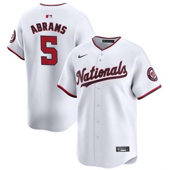Men Washington Nationals 5 CJ Abrams White 2024 Home Limited Stitched Baseball Jersey Men Washington Nationals 5 CJ Abrams White 2024 Home Limited Stitched Baseball Jersey