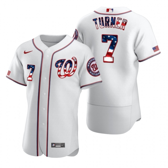 Men Washington Nationals 7 Trea Turner Men Nike White Fluttering USA Flag Limited Edition Flex Base MLB Jersey Men Washington Nationals 7 Trea Turner Men Nike White Fluttering USA Flag Limited Edition Flex Base MLB Jersey