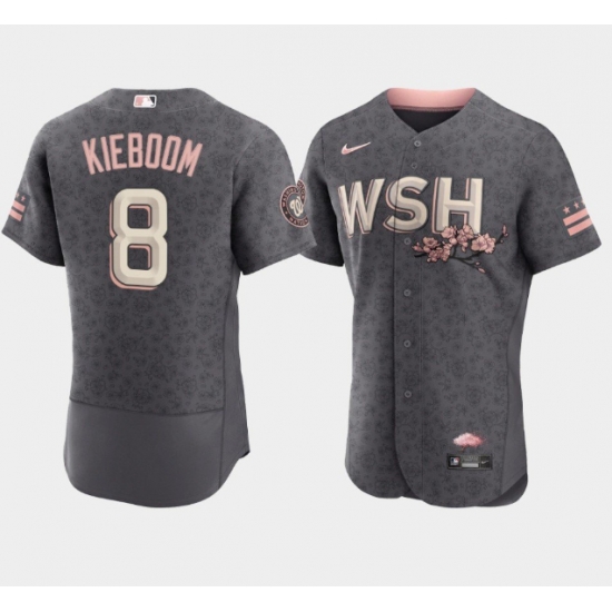 Men Washington Nationals 8 Carter Kieboom 2022 Grey City Connect Cherry Blossom Flex Base Stitched MLB jersey Men Washington Nationals 8 Carter Kieboom 2022 Grey City Connect Cherry Blossom Flex Base Stitched MLB jersey