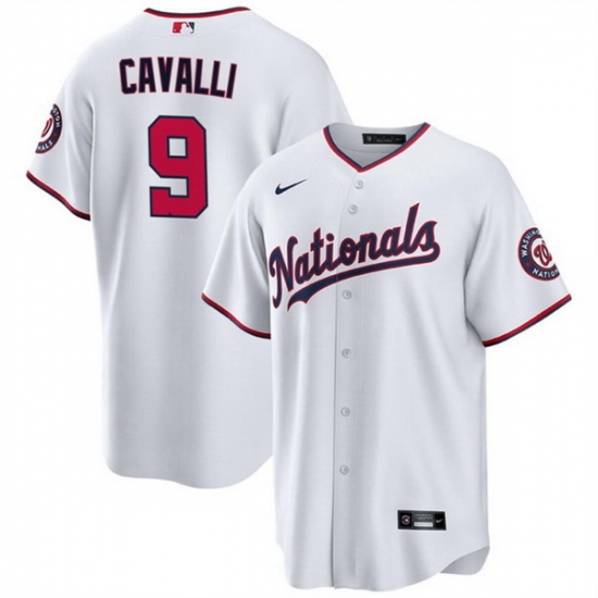 Men Washington Nationals 9 Cade Cavalli White Cool Base Stitched Baseball Jersey Men Washington Nationals 9 Cade Cavalli White Cool Base Stitched Baseball Jersey