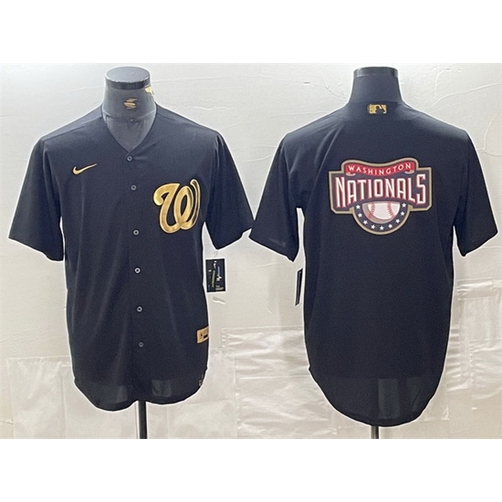 Men Washington Nationals Black Team Big Logo Cool Base Stitched Baseball Jersey Men Washington Nationals Black Team Big Logo Cool Base Stitched Baseball Jersey