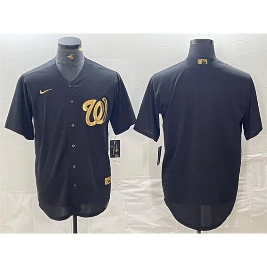 Men Washington Nationals Blank Black Logo Cool Base Stitched Baseball Jersey Men Washington Nationals Blank Black Logo Cool Base Stitched Baseball Jersey