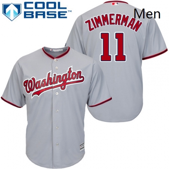 Mens Majestic Washington Nationals 11 Ryan Zimmerman Replica Grey Road Cool Base MLB Jersey Mens Majestic Washington Nationals 11 Ryan Zimmerman Replica Grey Road Cool Base MLB Jersey