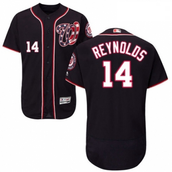 Mens Majestic Washington Nationals 14 Mark Reynolds Navy Blue Alternate Flex Base Authentic Collection MLB Stitched Jersey Mens Majestic Washington Nationals 14 Mark Reynolds Navy Blue Alternate Flex Base Authentic Collection MLB Stitched Jersey