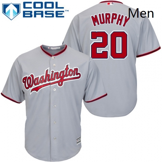 Mens Majestic Washington Nationals 20 Daniel Murphy Replica Grey Road Cool Base MLB Jersey Mens Majestic Washington Nationals 20 Daniel Murphy Replica Grey Road Cool Base MLB Jersey