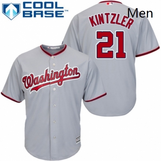 Mens Majestic Washington Nationals 21 Brandon Kintzler Replica Grey Road Cool Base MLB Jersey Mens Majestic Washington Nationals 21 Brandon Kintzler Replica Grey Road Cool Base MLB Jersey