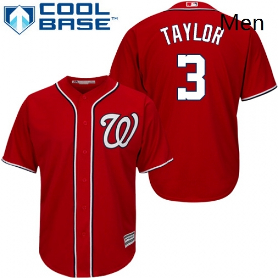 Mens Majestic Washington Nationals 3 Michael Taylor Replica Red Alternate 1 Cool Base MLB Jersey Mens Majestic Washington Nationals 3 Michael Taylor Replica Red Alternate 1 Cool Base MLB Jersey
