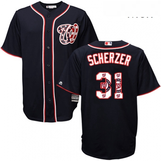 Mens Majestic Washington Nationals 31 Max Scherzer Authentic Navy Blue Team Logo Fashion Cool Base MLB Jersey Mens Majestic Washington Nationals 31 Max Scherzer Authentic Navy Blue Team Logo Fashion Cool Base MLB Jersey