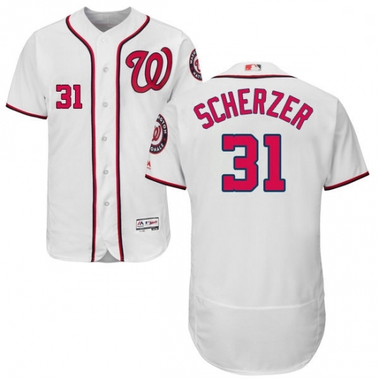 Mens Majestic Washington Nationals 31 Max Scherzer White Home Flex Base Authentic Collection MLB Jersey Mens Majestic Washington Nationals 31 Max Scherzer White Home Flex Base Authentic Collection MLB Jersey