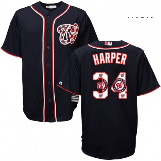 Mens Majestic Washington Nationals 34 Bryce Harper Authentic Navy Blue Team Logo Fashion Cool Base MLB Jersey Mens Majestic Washington Nationals 34 Bryce Harper Authentic Navy Blue Team Logo Fashion Cool Base MLB Jersey