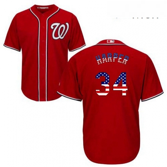 Mens Majestic Washington Nationals 34 Bryce Harper Authentic Red USA Flag Fashion MLB Jersey Mens Majestic Washington Nationals 34 Bryce Harper Authentic Red USA Flag Fashion MLB Jersey