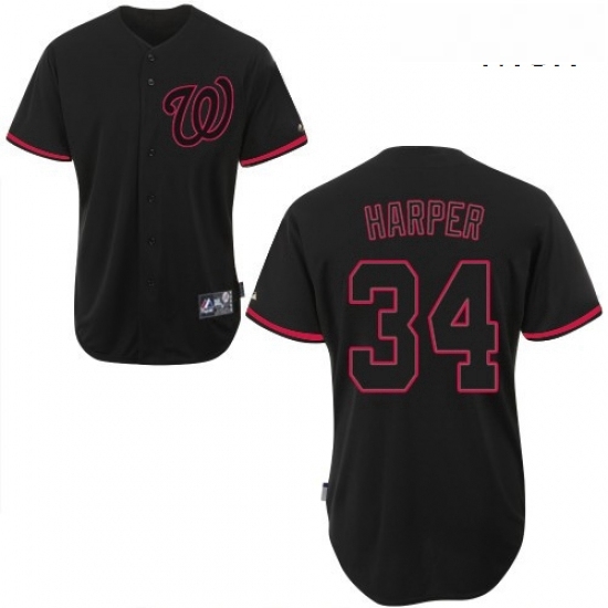 Mens Majestic Washington Nationals 34 Bryce Harper Replica Black Fashion MLB Jersey Mens Majestic Washington Nationals 34 Bryce Harper Replica Black Fashion MLB Jersey