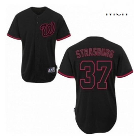 Mens Majestic Washington Nationals 37 Stephen Strasburg Authentic Black Fashion MLB Jersey Mens Majestic Washington Nationals 37 Stephen Strasburg Authentic Black Fashion MLB Jersey