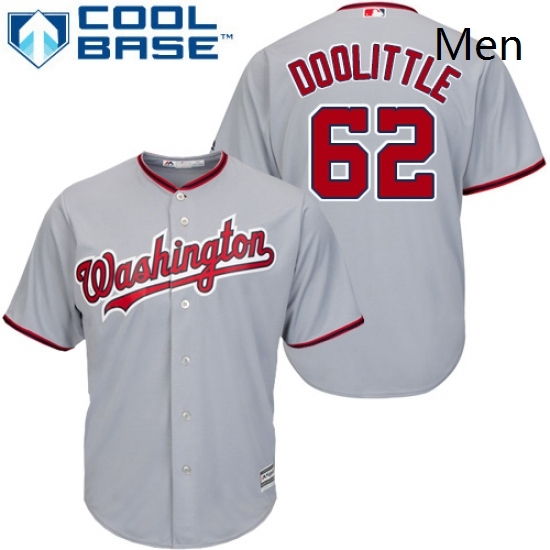 Mens Majestic Washington Nationals 62 Sean Doolittle Replica Grey Road Cool Base MLB Jersey Mens Majestic Washington Nationals 62 Sean Doolittle Replica Grey Road Cool Base MLB Jersey