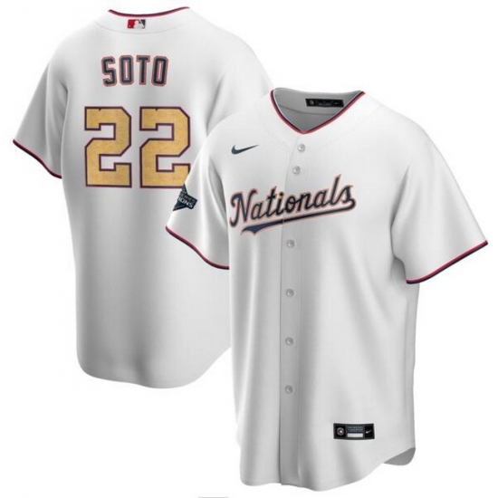 Nationals 22 Juan Soto White Gold Nike 2020 Gold Program Cool Base Jersey Nationals 22 Juan Soto White Gold Nike 2020 Gold Program Cool Base Jersey