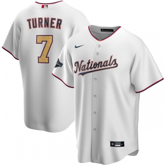 Nationals 7 Trea Turner White Gold Nike 2020 Gold Program Cool Base Jersey Nationals 7 Trea Turner White Gold Nike 2020 Gold Program Cool Base Jersey