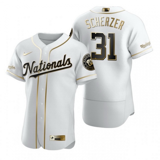 Washington Nationals 31 Max Scherzer White Nike Mens Authentic Golden Edition MLB Jersey Washington Nationals 31 Max Scherzer White Nike Mens Authentic Golden Edition MLB Jersey