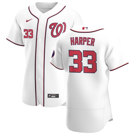 Washington Nationals 33 Ryne Harper Men Nike White Home 2020 Authentic Player MLB Jersey