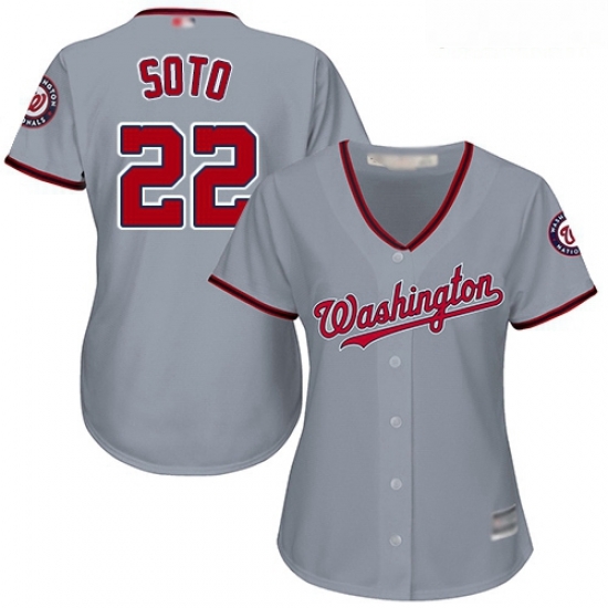 Nationals #22 Juan Soto Grey Road Women Stitched Baseball Jersey Nationals #22 Juan Soto Grey Road Women Stitched Baseball Jersey