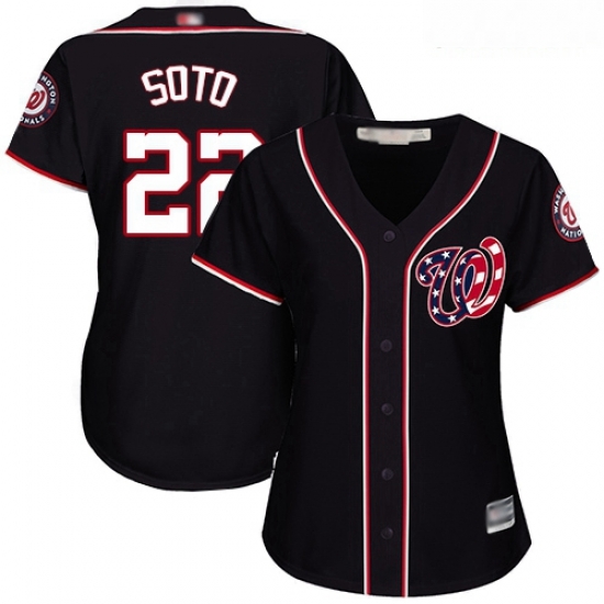 Nationals #22 Juan Soto Navy Blue Alternate Women Stitched Baseball Jersey Nationals #22 Juan Soto Navy Blue Alternate Women Stitched Baseball Jersey