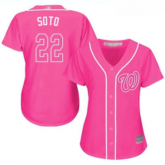 Nationals #22 Juan Soto Pink Fashion Women Stitched Baseball Jersey Nationals #22 Juan Soto Pink Fashion Women Stitched Baseball Jersey