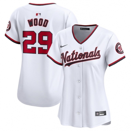 Women Washington Nationals 29 James Wood White Stitched Jersey Women Washington Nationals 29 James Wood White Stitched Jersey