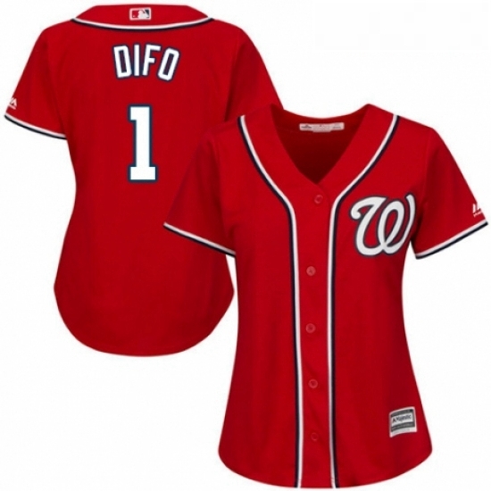 Womens Majestic Washington Nationals 1 Wilmer Difo Authentic Red Alternate 1 Cool Base MLB Jersey Womens Majestic Washington Nationals 1 Wilmer Difo Authentic Red Alternate 1 Cool Base MLB Jersey