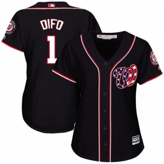 Womens Majestic Washington Nationals 1 Wilmer Difo Replica Navy Blue Alternate 2 Cool Base MLB Jersey Womens Majestic Washington Nationals 1 Wilmer Difo Replica Navy Blue Alternate 2 Cool Base MLB Jersey