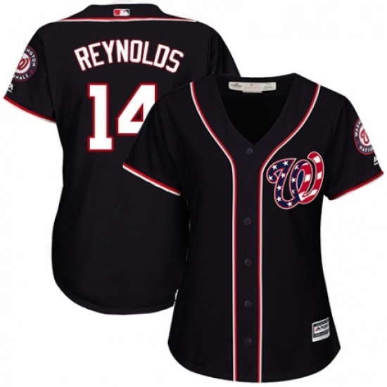 Womens Majestic Washington Nationals 14 Mark Reynolds Authentic Navy Blue Alternate 2 Cool Base MLB Jersey Womens Majestic Washington Nationals 14 Mark Reynolds Authentic Navy Blue Alternate 2 Cool Base MLB Jersey