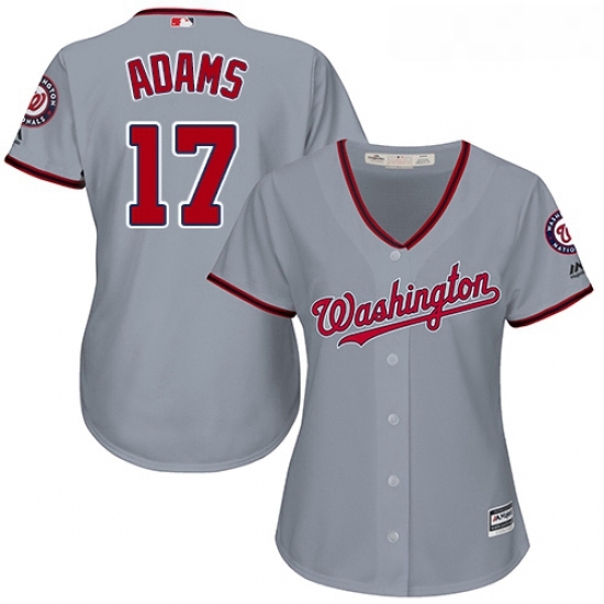 Womens Majestic Washington Nationals 17 Matt Adams Authentic Grey Road Cool Base MLB Jersey Womens Majestic Washington Nationals 17 Matt Adams Authentic Grey Road Cool Base MLB Jersey