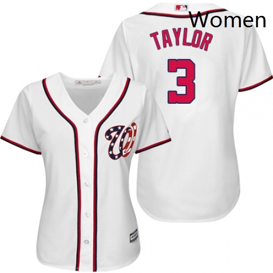 Womens Majestic Washington Nationals 3 Michael Taylor Authentic White Home Cool Base MLB Jersey Womens Majestic Washington Nationals 3 Michael Taylor Authentic White Home Cool Base MLB Jersey