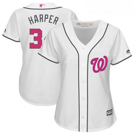 Womens Majestic Washington Nationals 34 Bryce Harper Authentic White Mothers Day Cool Base MLB Jersey Womens Majestic Washington Nationals 34 Bryce Harper Authentic White Mothers Day Cool Base MLB Jersey
