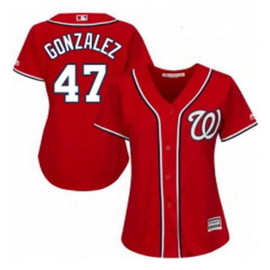 Womens Majestic Washington Nationals 47 Gio Gonzalez Authentic Red Alternate 1 Cool Base MLB Jersey Womens Majestic Washington Nationals 47 Gio Gonzalez Authentic Red Alternate 1 Cool Base MLB Jersey