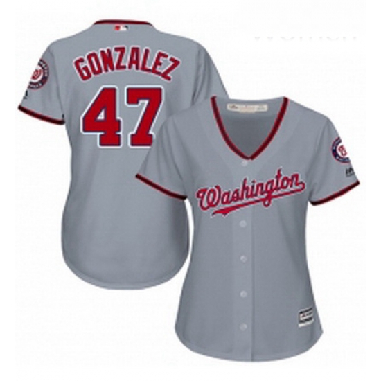 Womens Majestic Washington Nationals 47 Gio Gonzalez Replica Grey Road Cool Base MLB Jersey Womens Majestic Washington Nationals 47 Gio Gonzalez Replica Grey Road Cool Base MLB Jersey