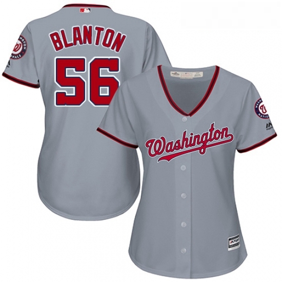 Womens Majestic Washington Nationals 56 Joe Blanton Replica Grey Road Cool Base MLB Jersey Womens Majestic Washington Nationals 56 Joe Blanton Replica Grey Road Cool Base MLB Jersey