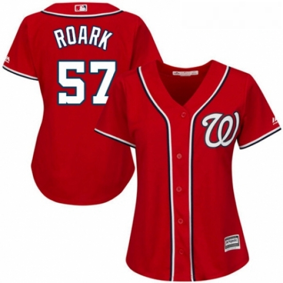 Womens Majestic Washington Nationals 57 Tanner Roark Authentic Red Alternate 1 Cool Base MLB Jersey Womens Majestic Washington Nationals 57 Tanner Roark Authentic Red Alternate 1 Cool Base MLB Jersey